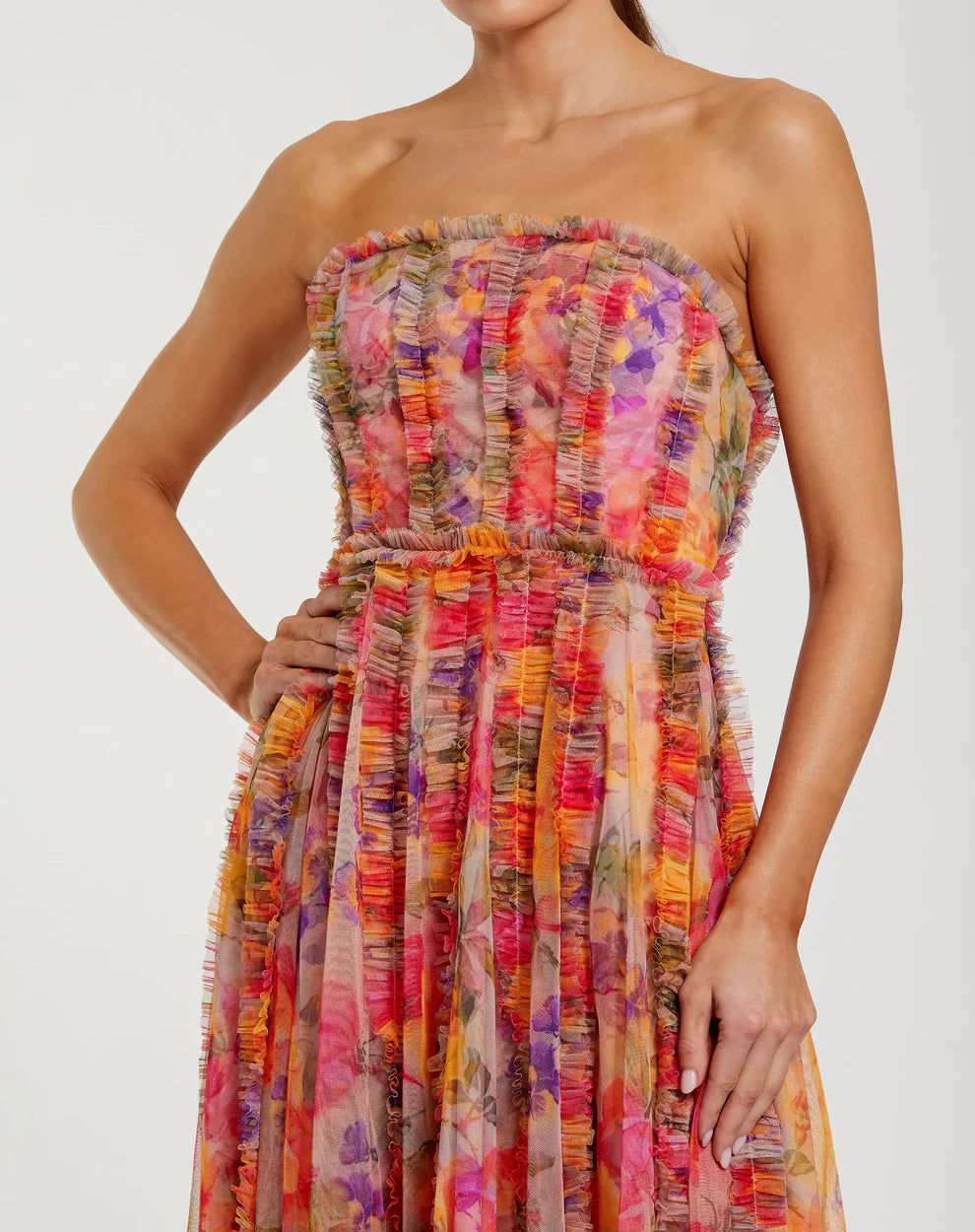 Mac Duggal 8308 - Straight Neckline Ruffle Evening Dress