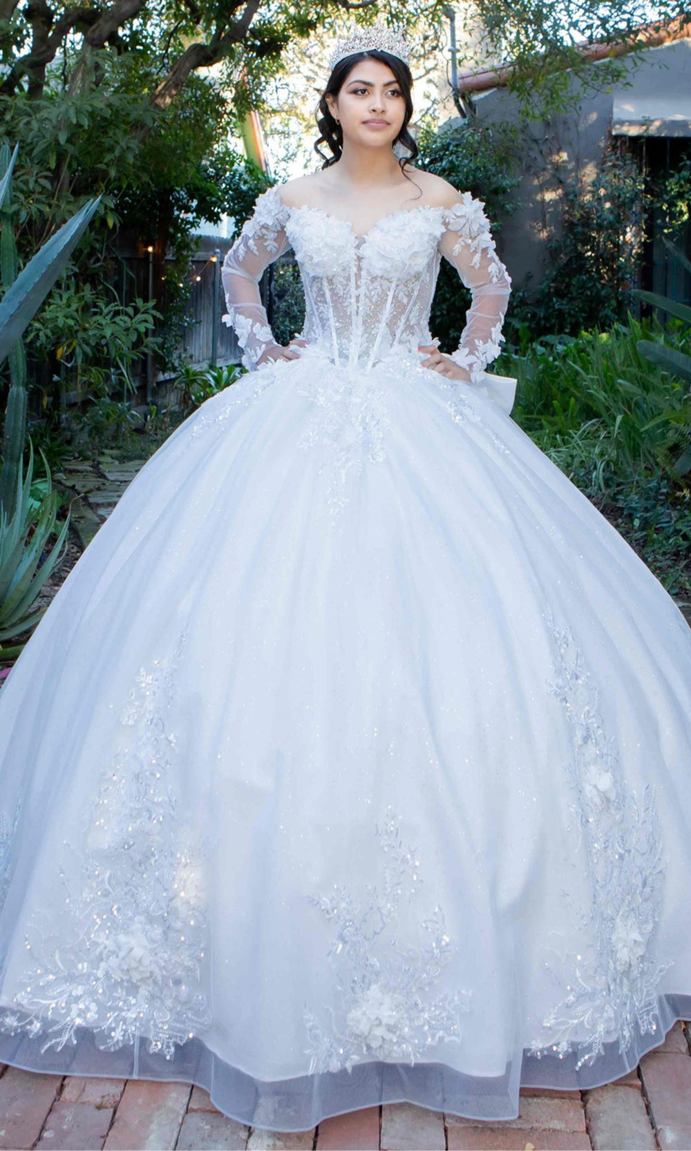 Cinderella Couture 8325J - Sheer Sleeve Sweetheart Ballgown Wedding Dresses