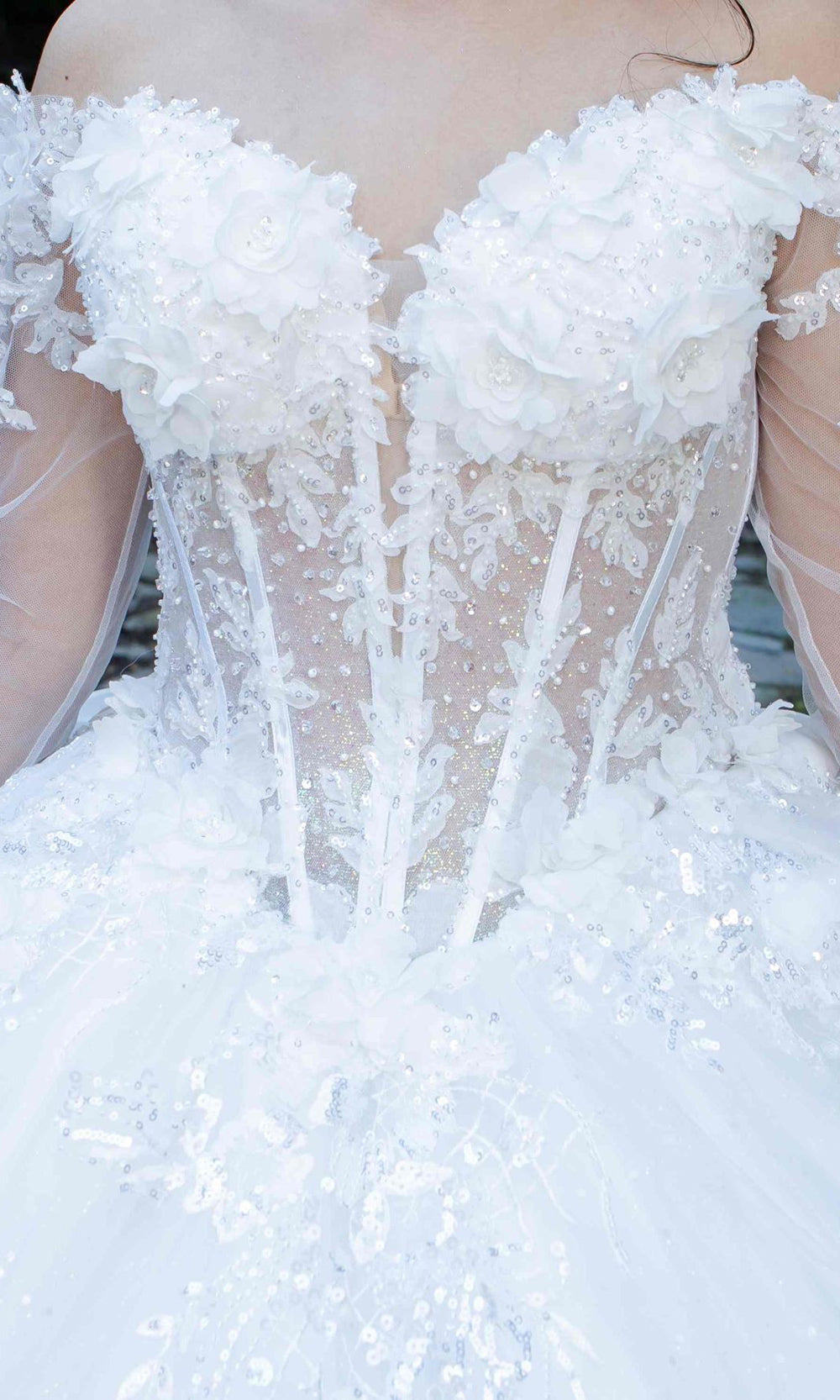 Cinderella Couture 8325J - Sheer Sleeve Sweetheart Ballgown Cinderella Couture 8325J - Sheer Sleeve Sweetheart Ballgown