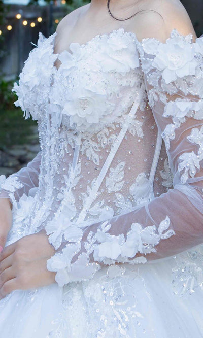 Cinderella Couture 8325J - Sheer Sleeve Sweetheart Ballgown Cinderella Couture 8325J - Sheer Sleeve Sweetheart Ballgown