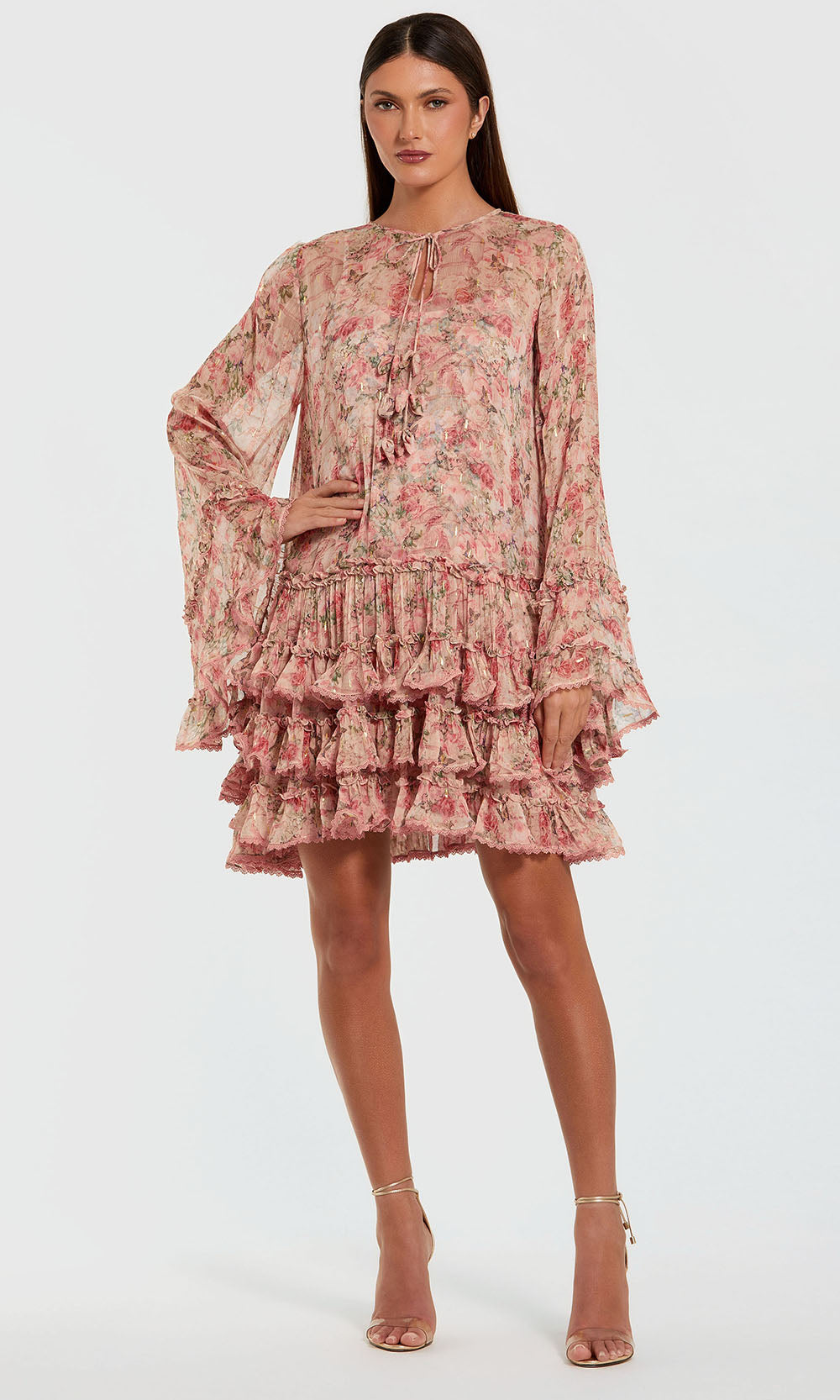 Mac Duggal 8336 - Flare Sleeve Tiered Short Dress Homecoming Dresses