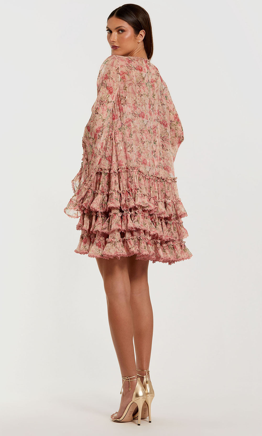 Mac Duggal 8336 - Flare Sleeve Tiered Short Dress Homecoming Dresses