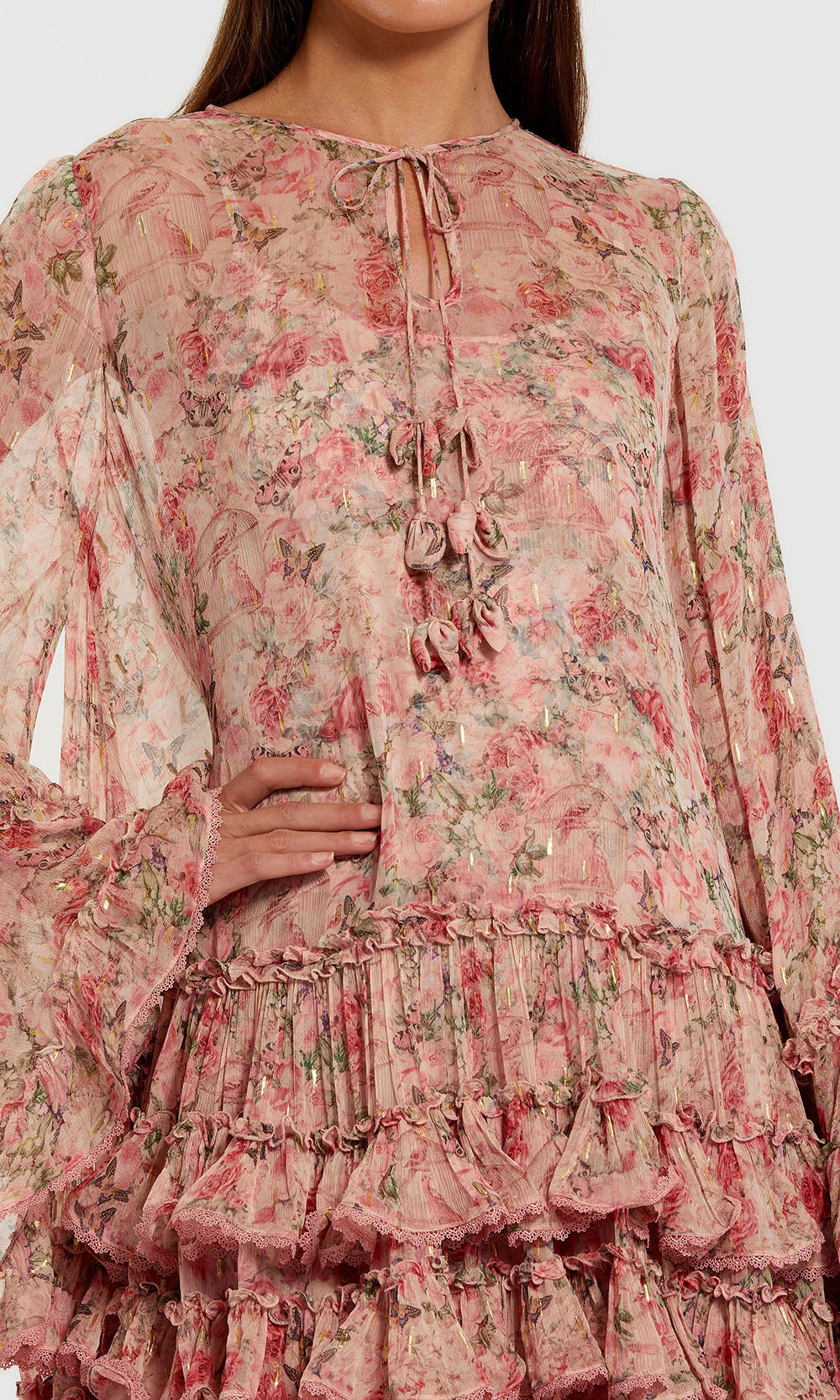 Mac Duggal 8336 - Flare Sleeve Tiered Short Dress Homecoming Dresses