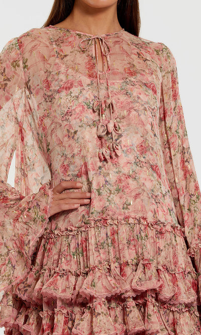 Mac Duggal 8336 - Flare Sleeve Tiered Short Dress Homecoming Dresses