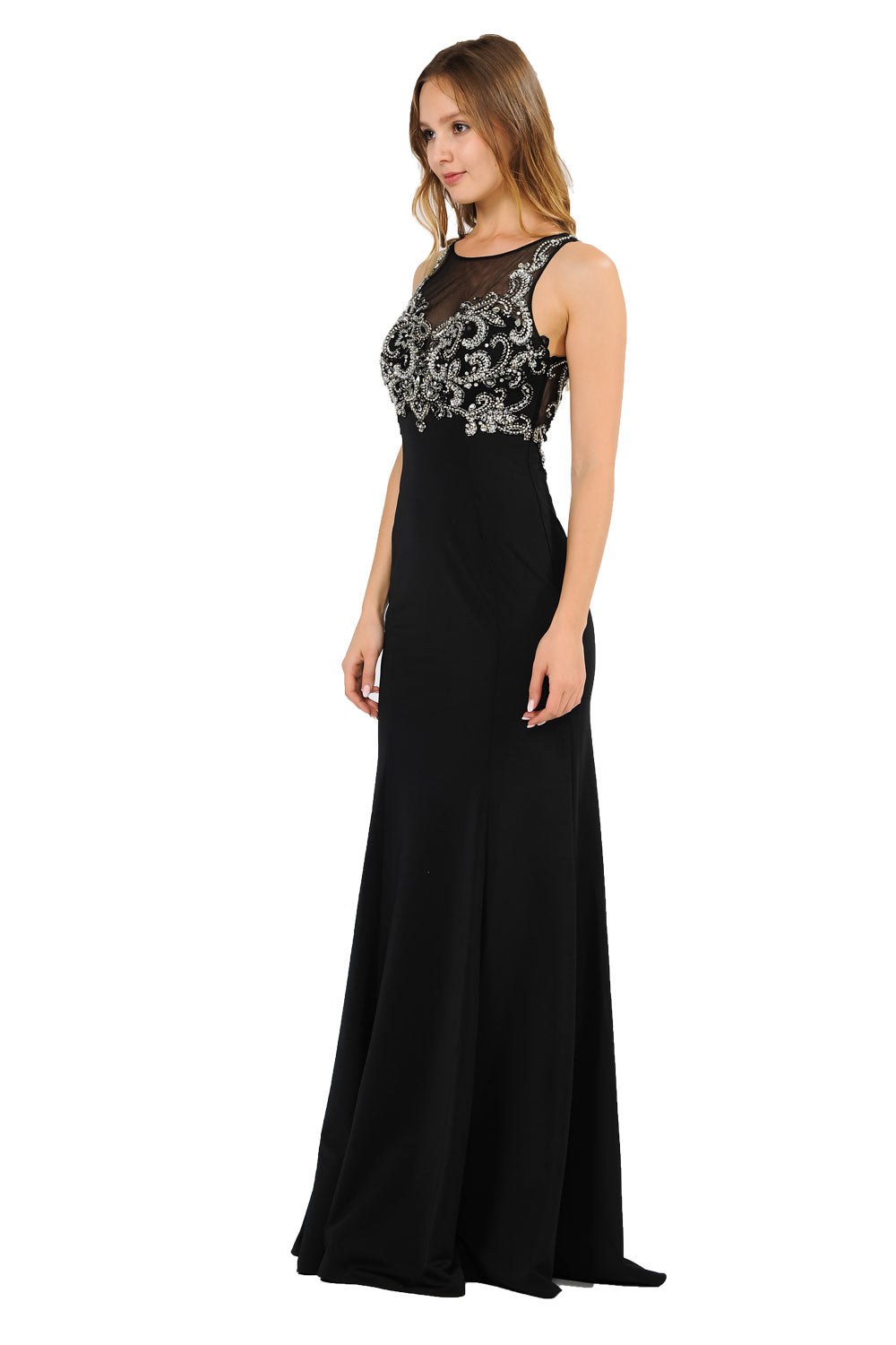 Poly USA 8348 - Sleeveless Scoop Neck Embellished Gown Mother of the Bride Dresses in Black  