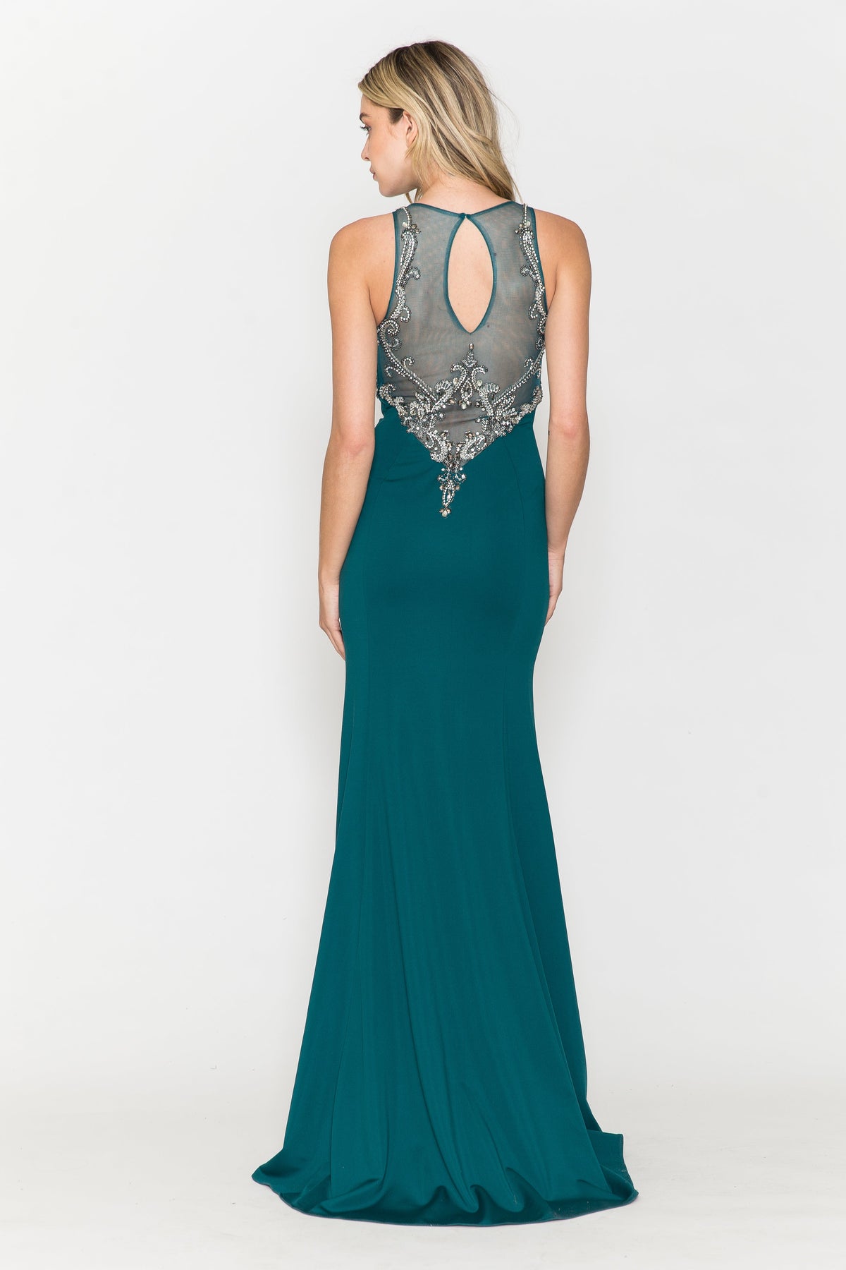Poly USA 8348 - Sleeveless Scoop Neck Embellished Gown Mother of the Bride Dresses in Green  