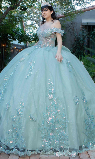 Cinderella Couture 8370J - Sequin Applique Tulle Quinceanera Gown Cinderella Couture 8370J - Sequin Applique Tulle Quinceanera Gown