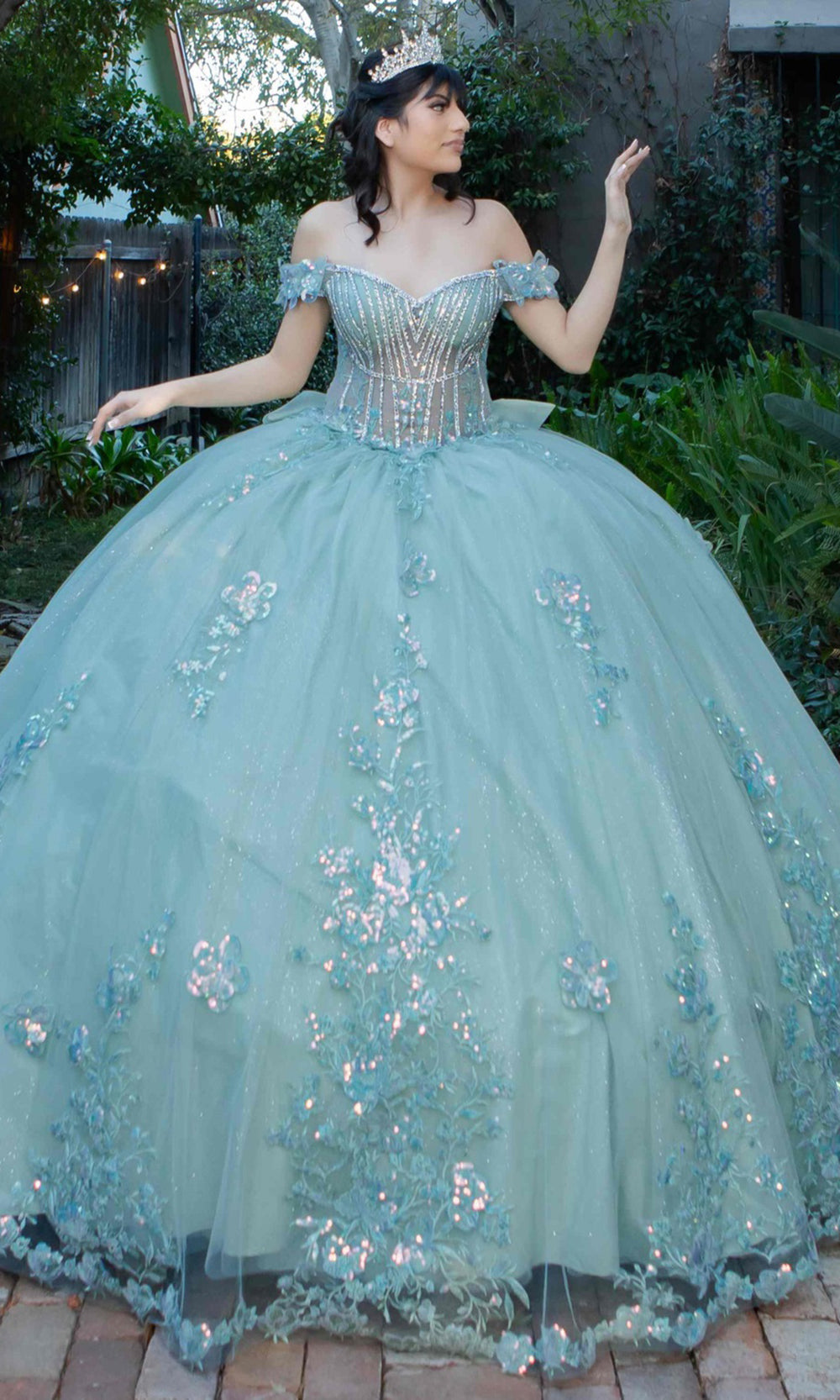 Cinderella Couture 8370J - Sequin Applique Tulle Quinceanera Gown Cinderella Couture 8370J - Sequin Applique Tulle Quinceanera Gown