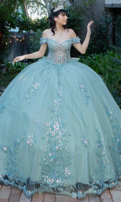 Cinderella Couture 8370J - Sequin Applique Tulle Quinceanera Gown Cinderella Couture 8370J - Sequin Applique Tulle Quinceanera Gown