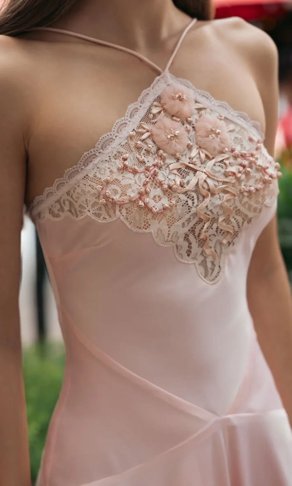 Mac Duggal 8375 - Lace Halter Handkerchief High Low Dress In Pink