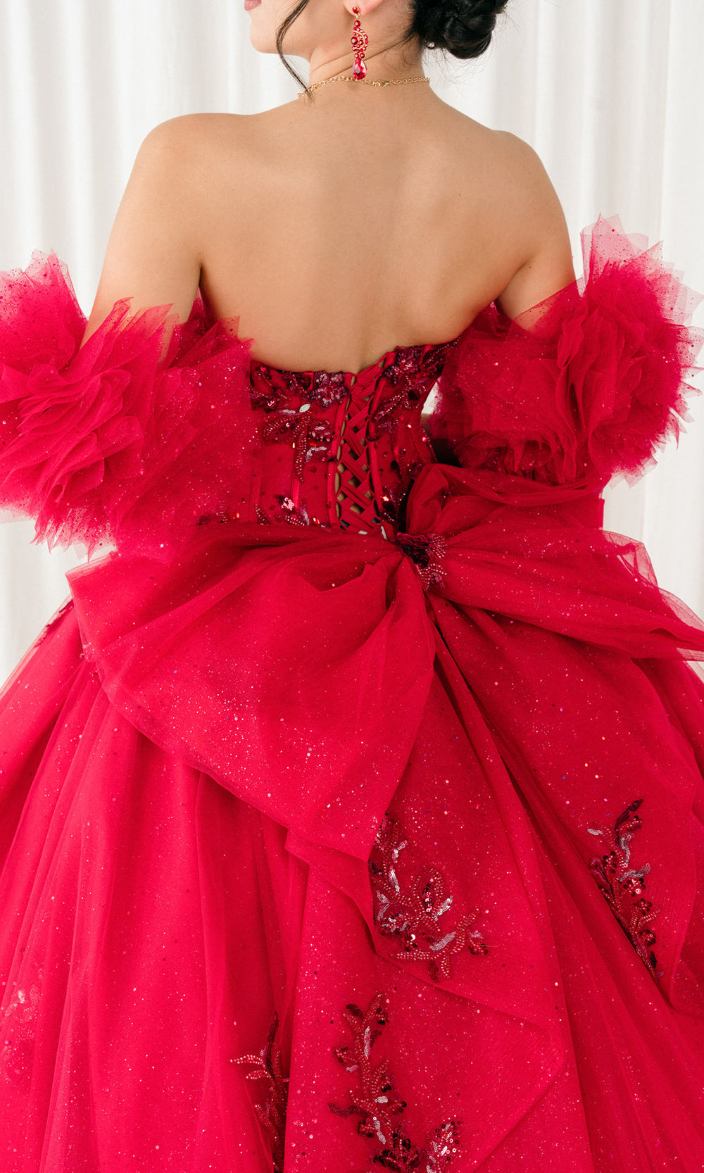 Cinderella Couture 8380J - Lace-Up Back Bead Embellished Ballgown Quinceanera Dresses in Burgundy