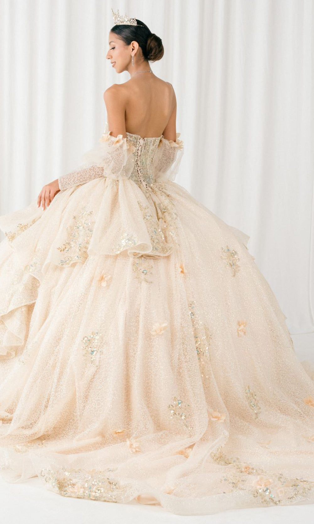 long sleeve champagne quince dress Enchanted Rose Princess Ball Gown – Crystal Embellished Quinceañera 4/XS-16/3X 10/L / Dusty Rose Champagne color dress Size:12 Toddler FathersDay Satin Most Flattering Bridesmaid Champagne Color Length