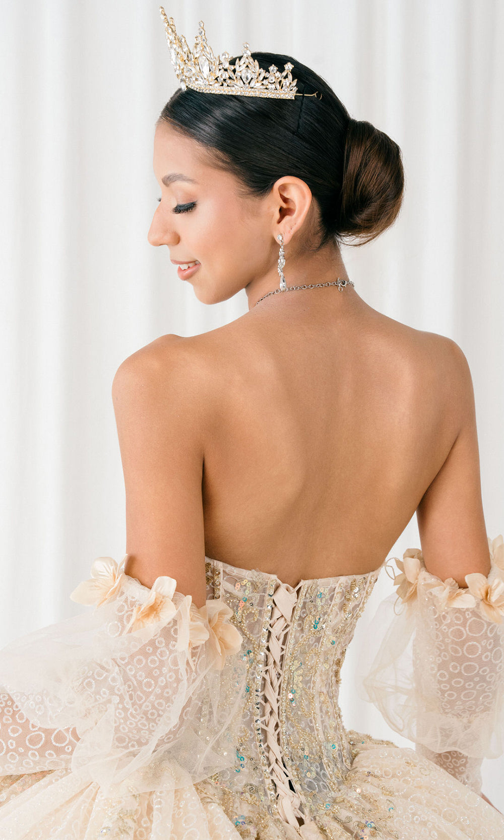 Enchanted Rose Princess Ball Gown – Crystal Embellished Quinceañera Dress 4/XS-16/3X 10/L / Dusty Rose