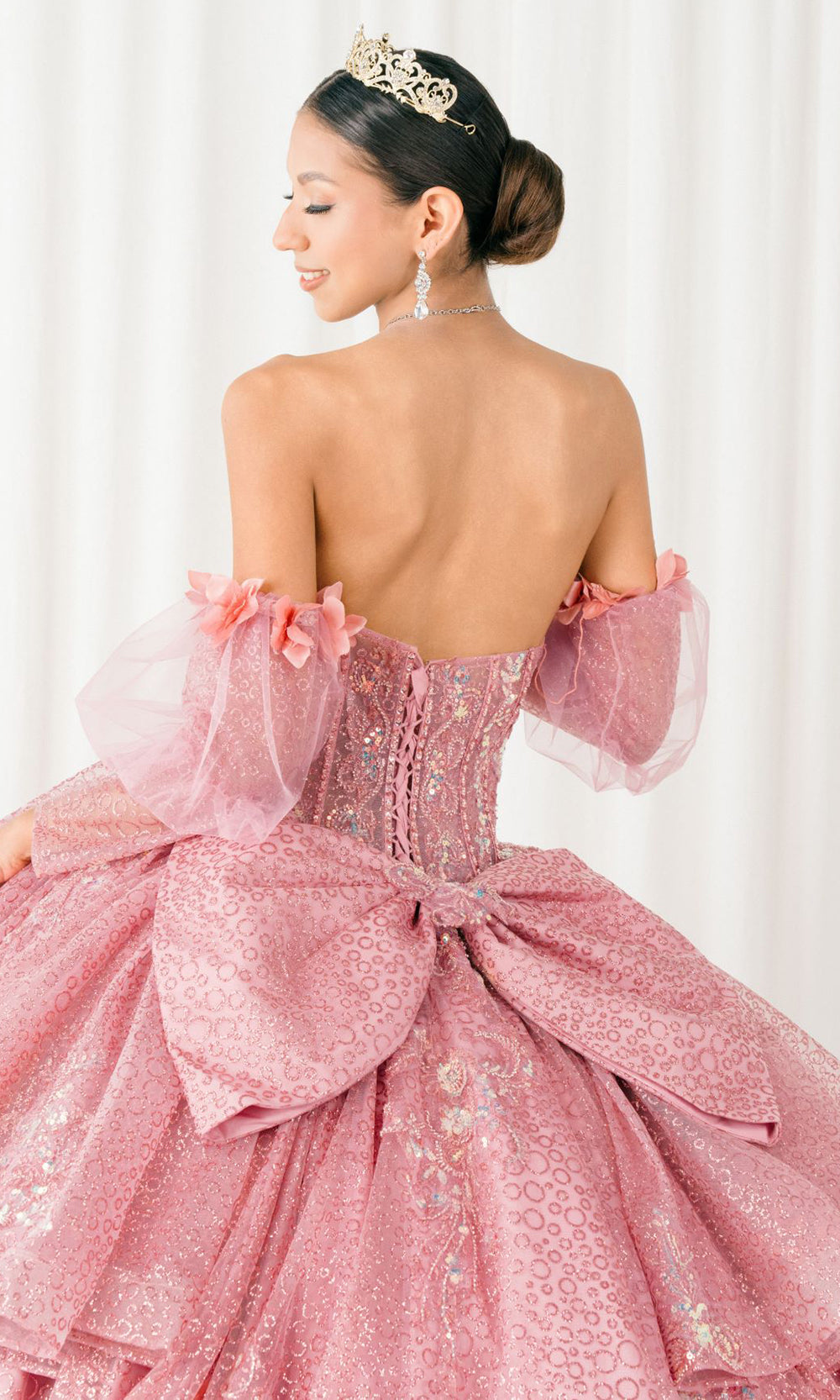 Cinderella Couture 8385J - Long Sleeve Layered Quince Gown Quinceanera Dresses in Dusty Rose
