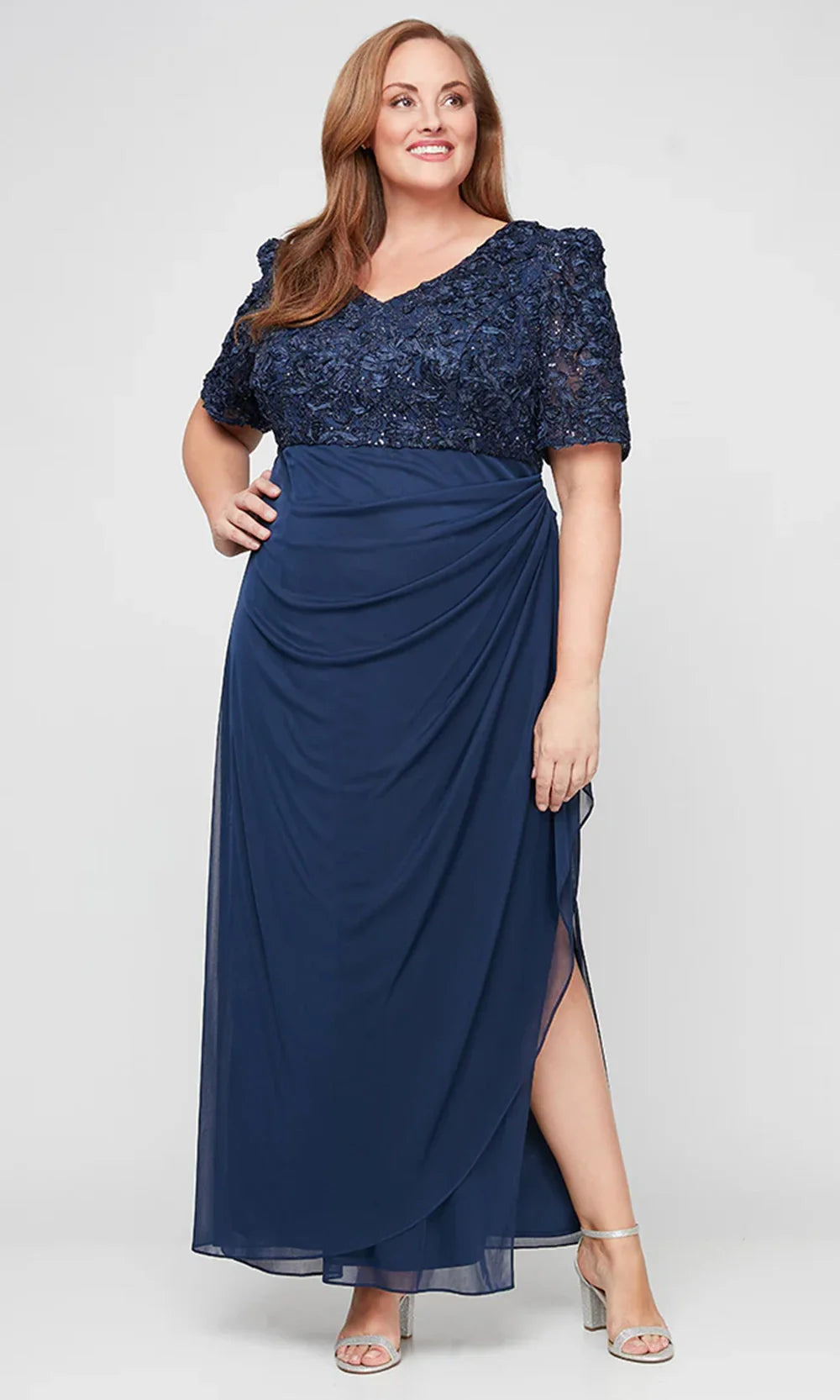 Alex Evenings Plus Size Soutache Embellished Short-Sleeve Gown - Wine - Size 22W Alex Evenings Plus Size Soutache Embellished Short-Sleeve Gown - Wine - Size 22W