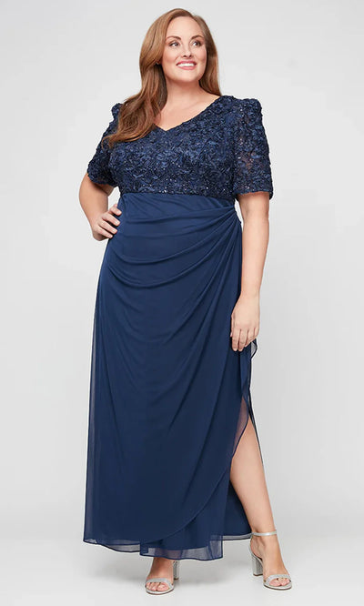 Alex Evenings 84122633 - Puff Sleeve Empire Waist Plus Evening Dress Mother of the Bride Dresses