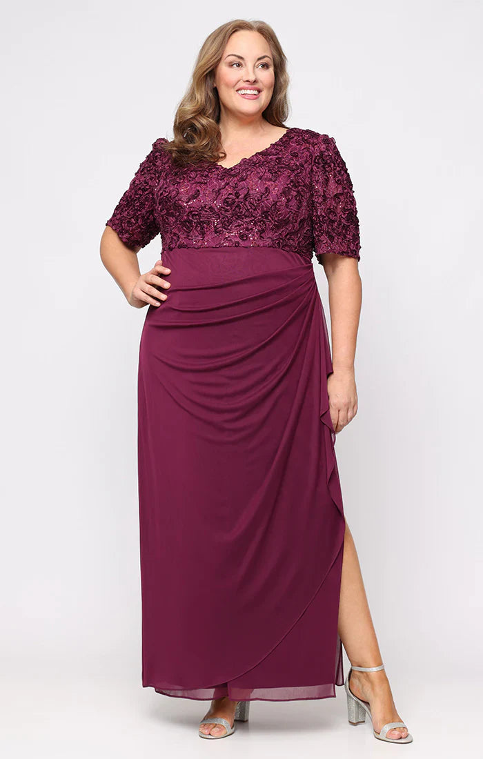 Alex Evenings 84122633 - Puff Sleeve Empire Waist Plus Evening Dress