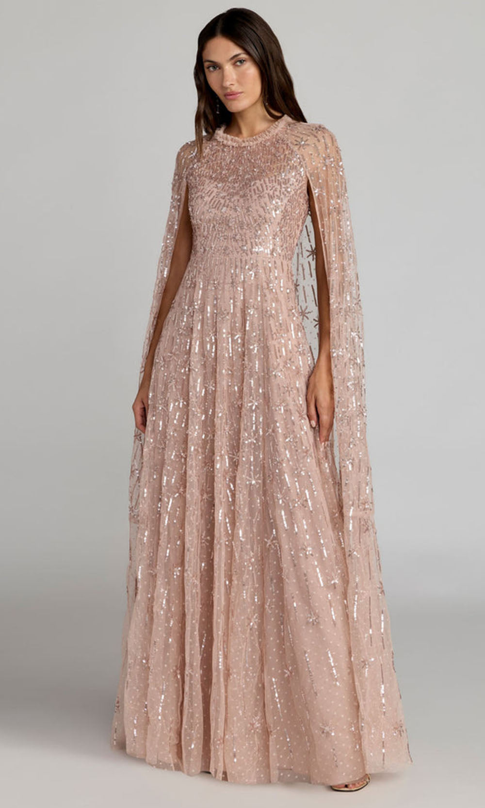 Mac Duggal 8415 - Ruffled Neck Sequin Tulle Formal Gown Mother of the Bride Dresses in Pink