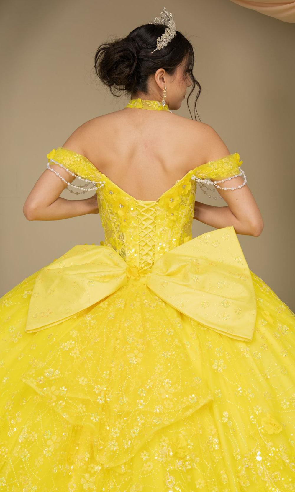 cinderella dress yellow Couture 8415JQ - Long Tulle Ballgown A structured corset bodice Designer Pageant Dresses | Sold By:Each color_brown