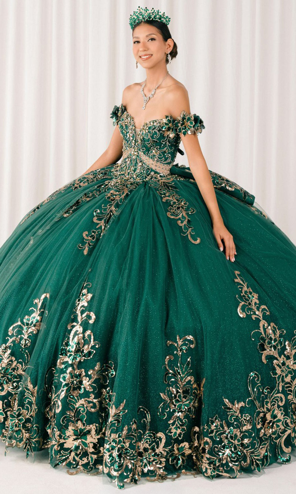 Cinderella Couture 8420JQ - Beaded Embroidered Quince Ballgown Quinceanera Dresses in Green