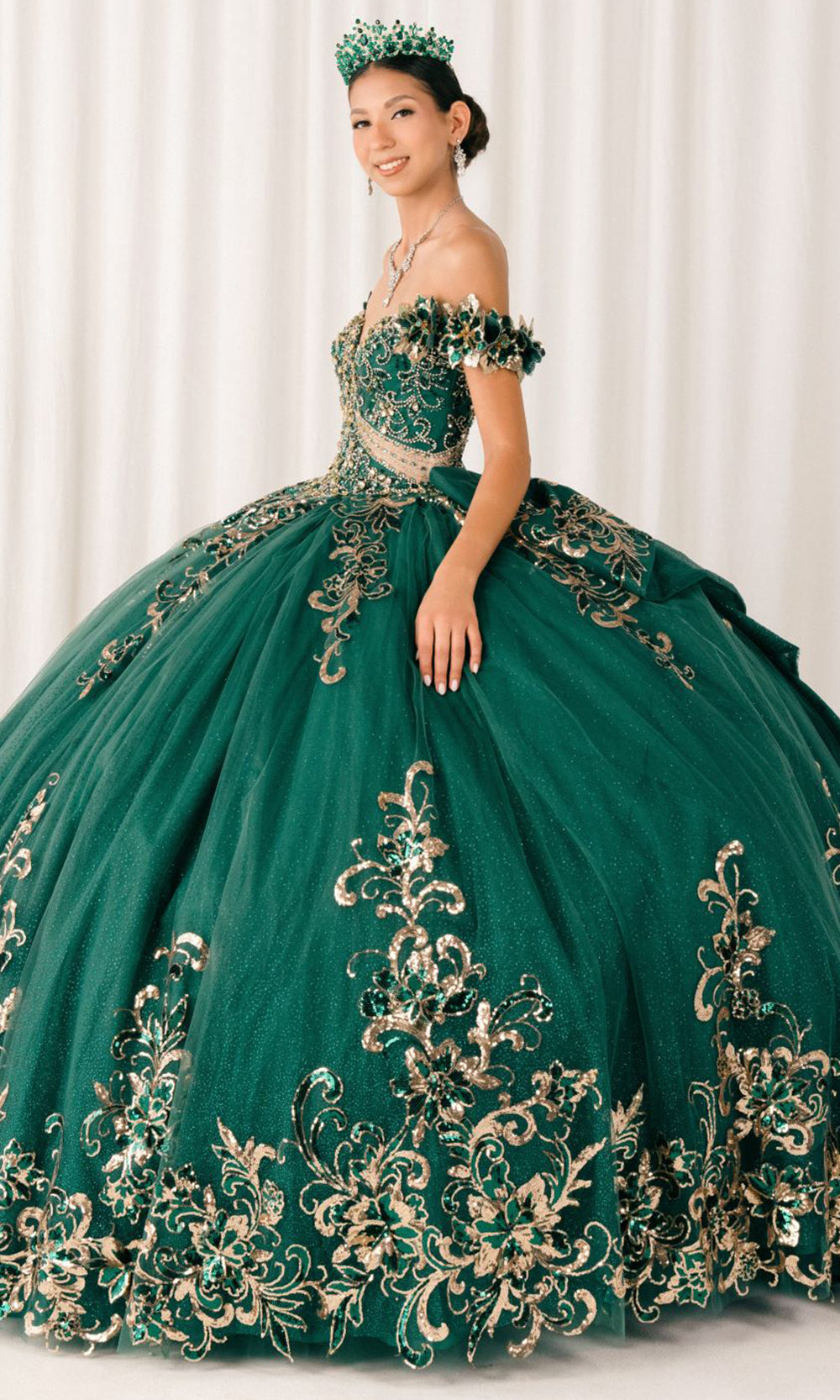 Cinderella Couture 8420JQ - Beaded Embroidered Quince Ballgown Quinceanera Dresses in Green