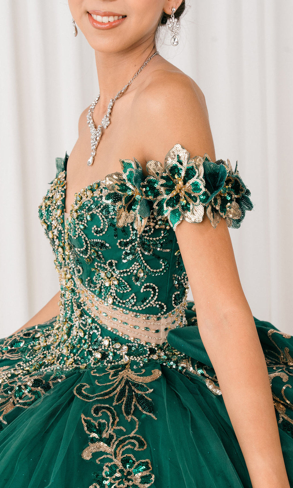 Cinderella Couture 8420JQ - Beaded Embroidered Quince Ballgown Quinceanera Dresses in Green