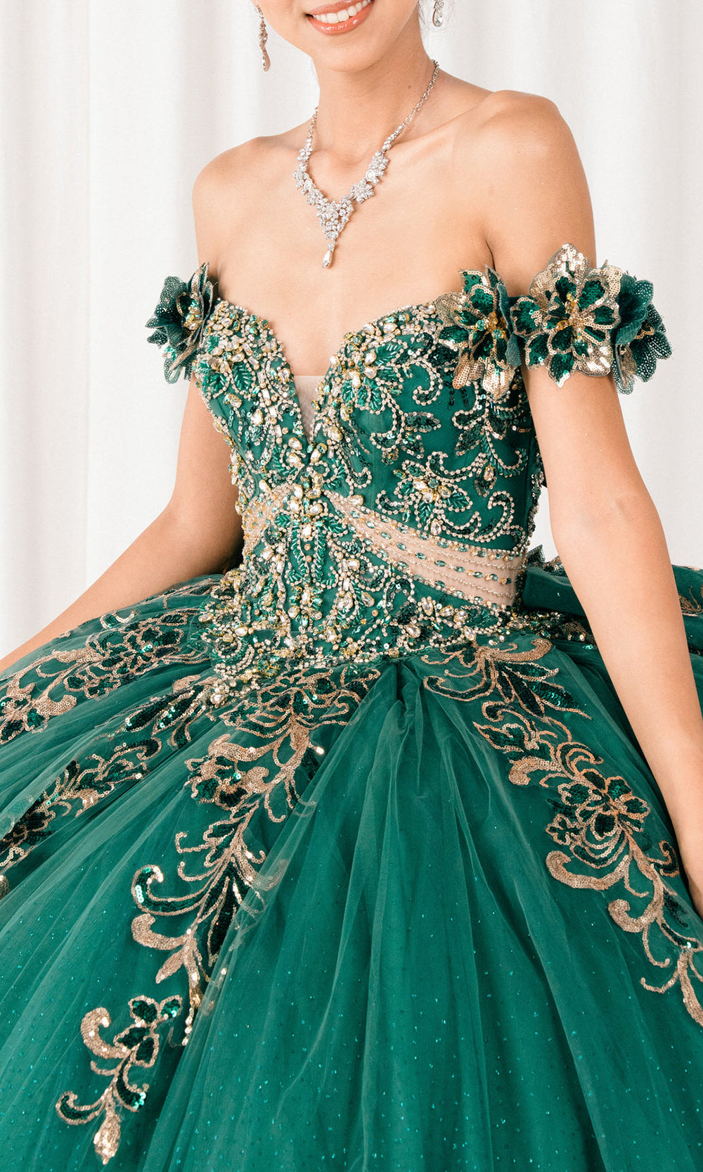 Cinderella Couture 8420JQ - Beaded Embroidered Quince Ballgown Quinceanera Dresses in Green
