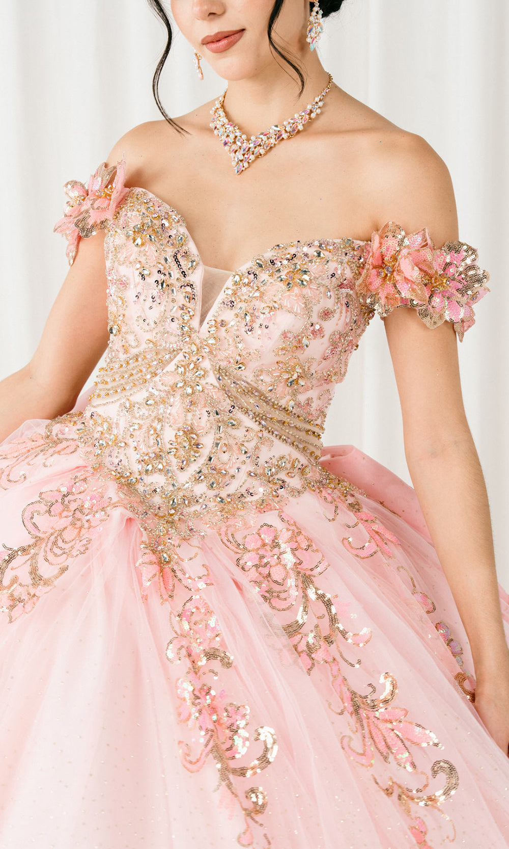 Cinderella Couture 8420JQ - Beaded Embroidered Quince Ballgown Quinceanera Dresses in Pink