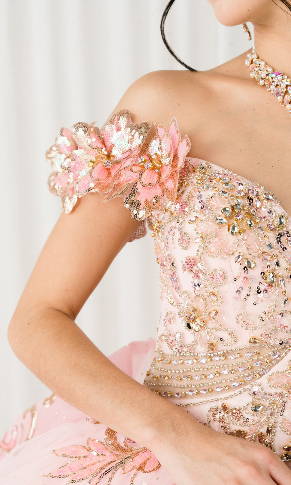 Cinderella Couture 8420JQ - Beaded Embroidered Quince Ballgown Quinceanera Dresses in Pink