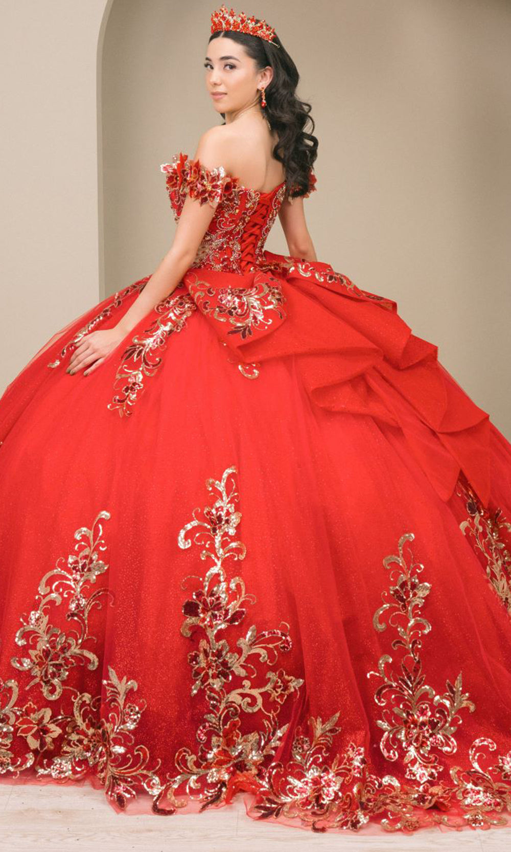 Cinderella Couture 8420JQ - Beaded Embroidered Quince Ballgown Quinceanera Dresses in Red