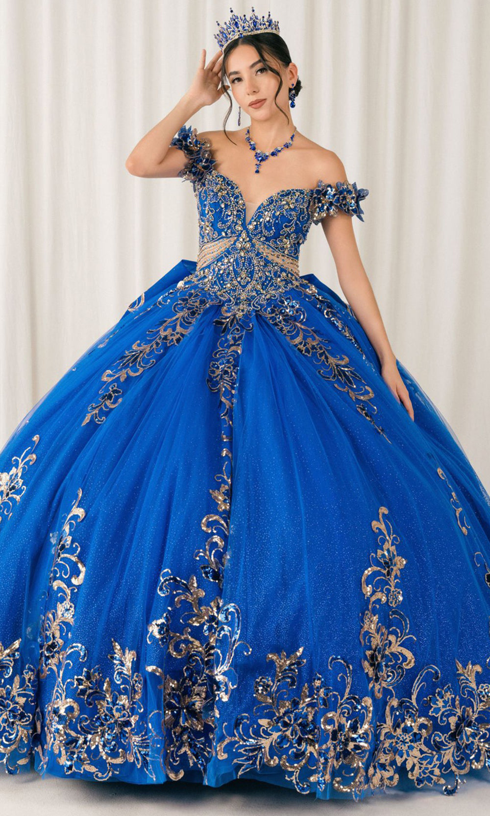 Cinderella Couture 8420JQ - Beaded Embroidered Quince Ballgown Quinceanera Dresses in Royal