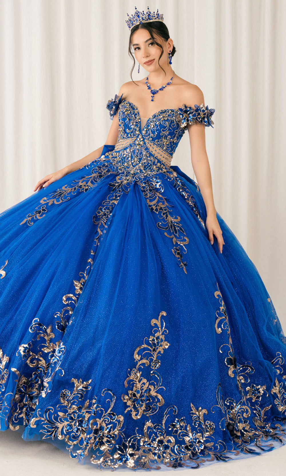 Cinderella Couture 8420JQ - Beaded Embroidered Quince Ballgown Quinceanera Dresses in Royal