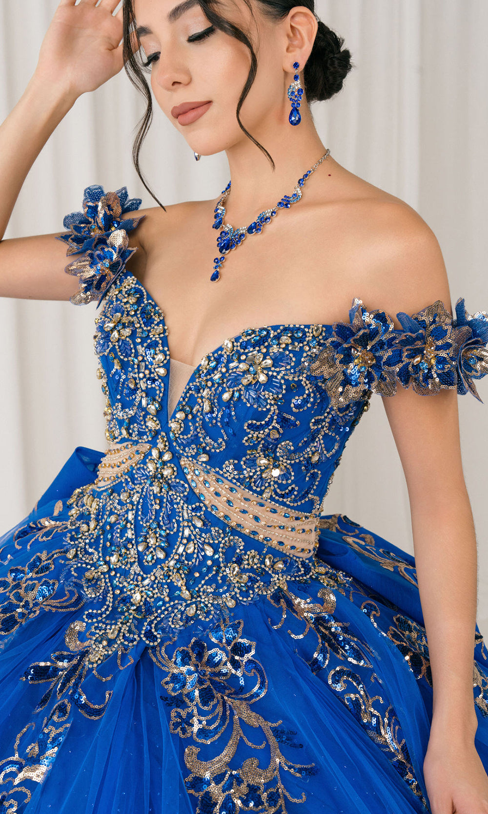 Cinderella Couture 8420JQ - Beaded Embroidered Quince Ballgown Quinceanera Dresses in Royal