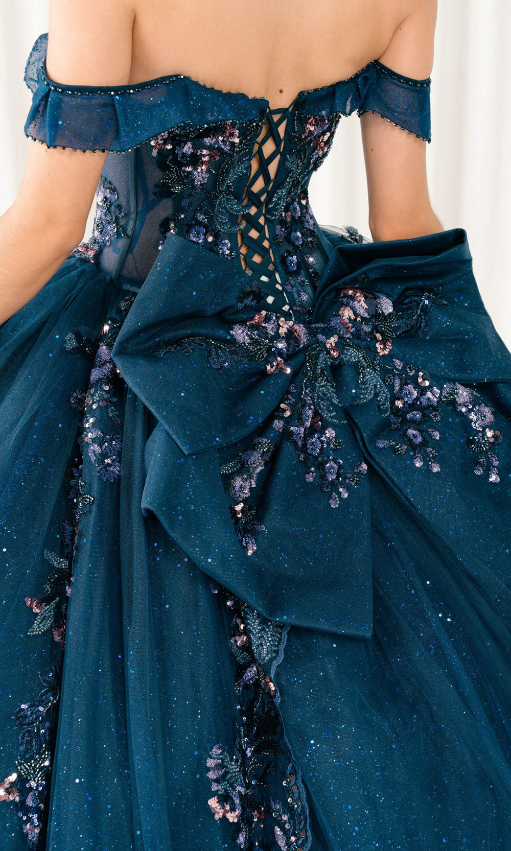 Cinderella Couture 8440JQ - Beaded Bodice Plunging Sweetheart Quince Gown Ball Gowns in Navy 