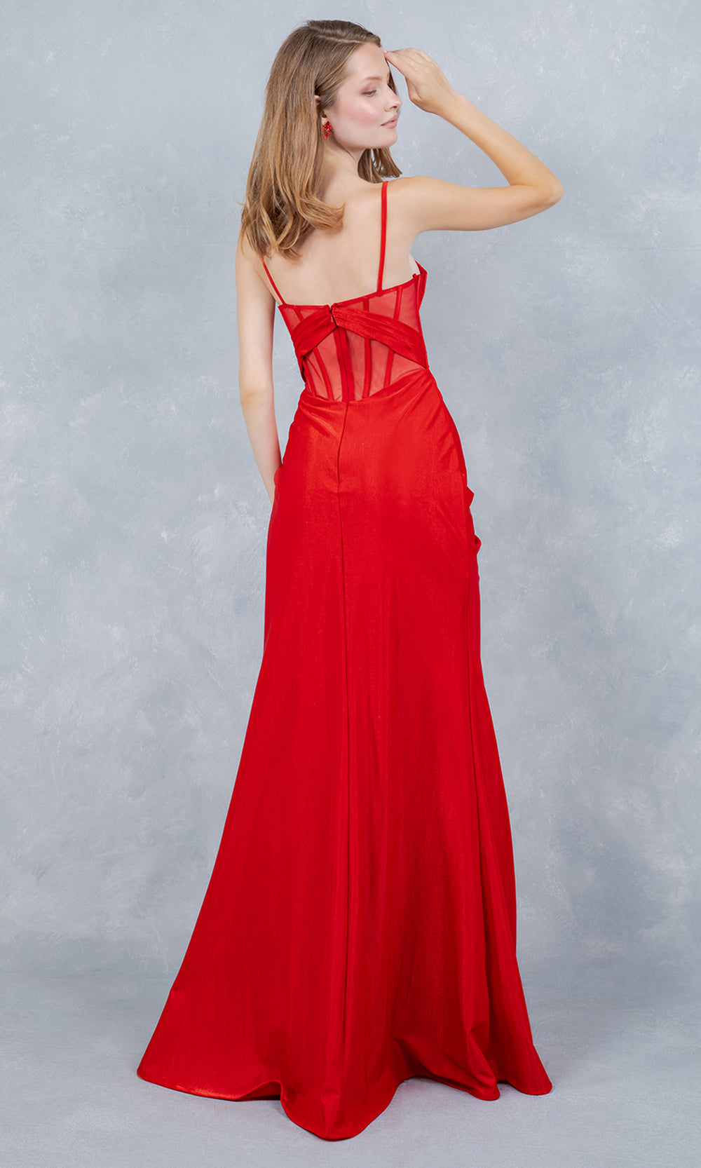 Cinderella Couture 8448J - Sweetheart Neckline Corset Satin Gown Prom Dresses in Red 