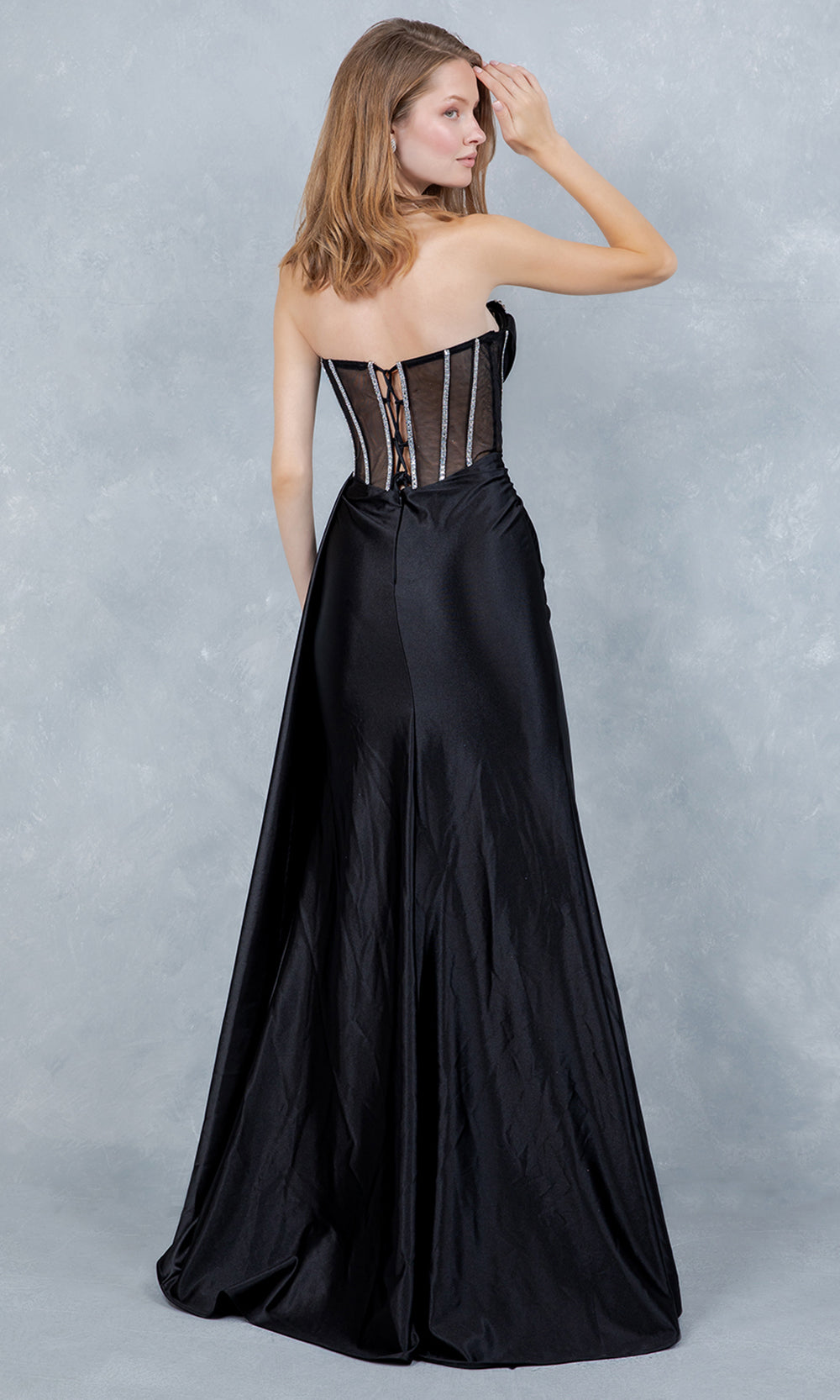 Cinderella Couture 8454J - Rhinestone Accent Fitted Sweetheart Gown Prom Dresses in Black