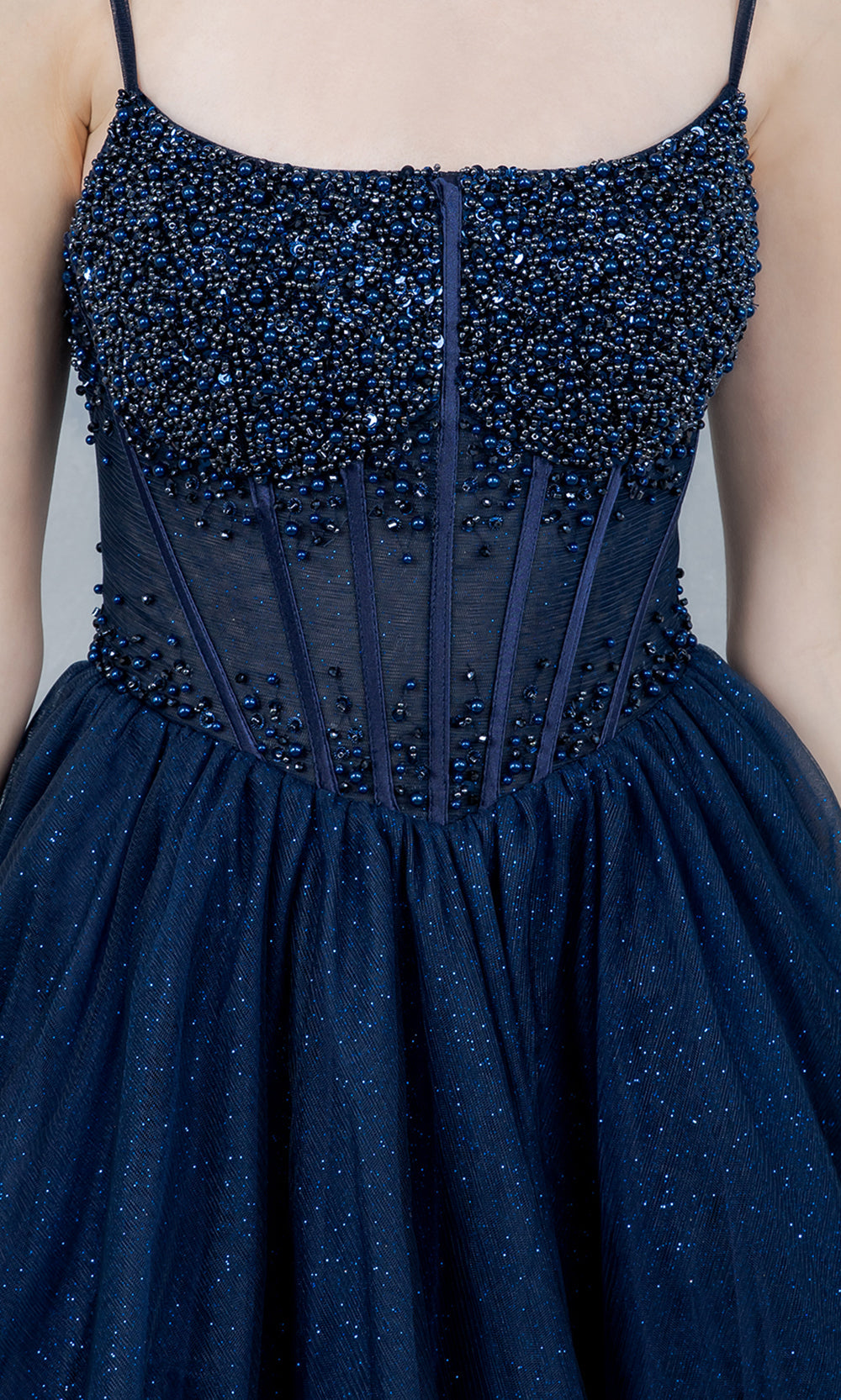 Cinderella Couture 8459J - Scoop Neck Hand Beaded Prom Gown Ball Gowns in Navy
