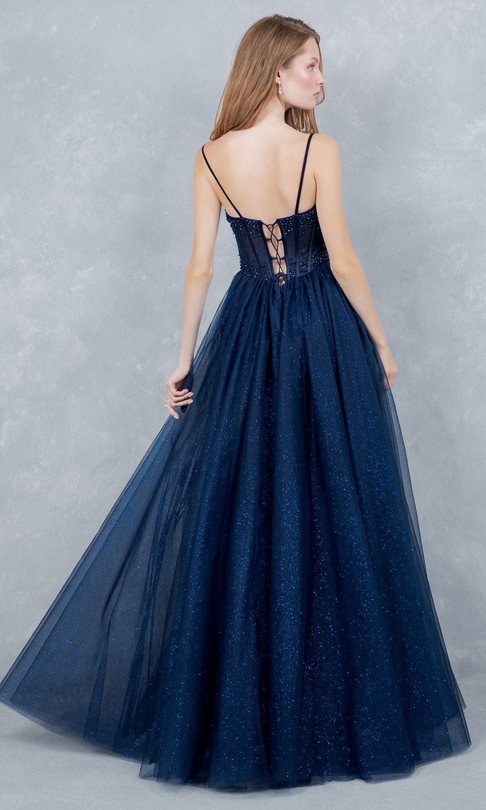 Cinderella Couture 8459J - Scoop Neck Hand Beaded Prom Gown Ball Gowns in Navy