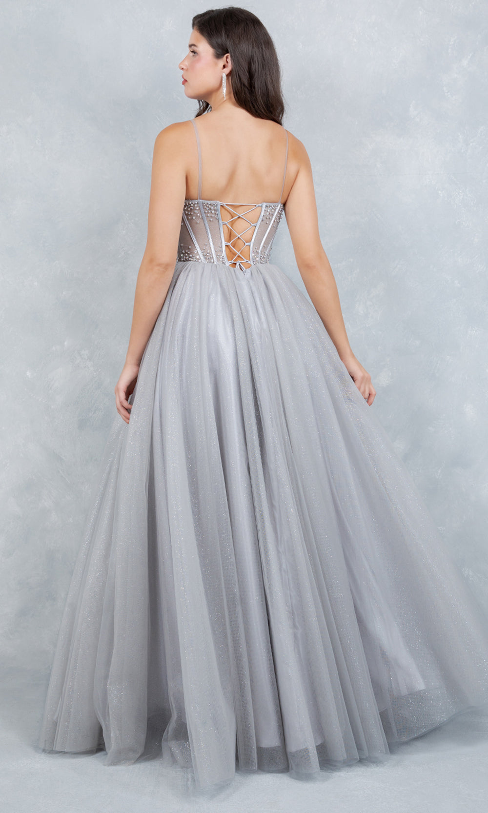 Cinderella Couture 8459J - Scoop Neck Hand Beaded Prom Gown Ball Gowns in Silver