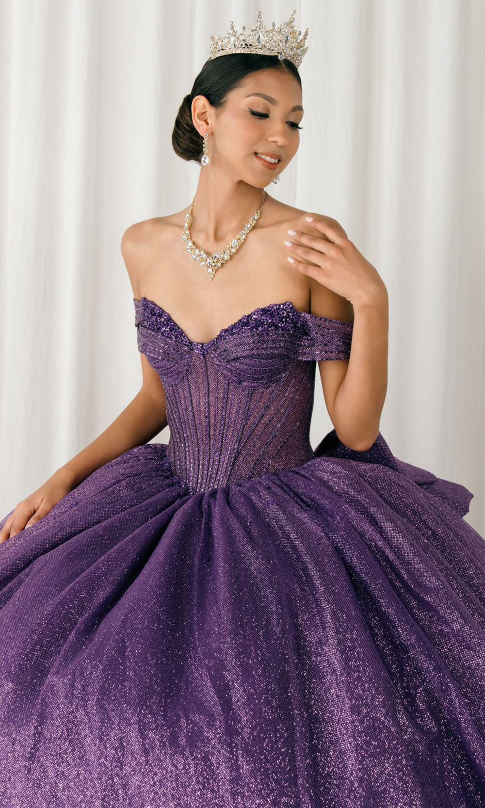 Cinderella Couture 8460JQ - Sweetheart Rhinestone Beaded Quince Gown Quinceanera Dresses in Purple