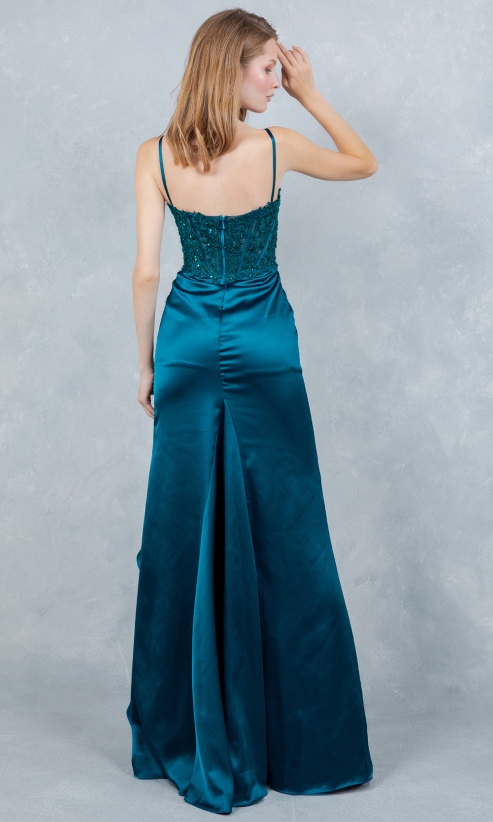 Cinderella Couture 8461J - Off Shoulder Draped Sleeve Ruffle Prom Gown Prom Dresses in Teal