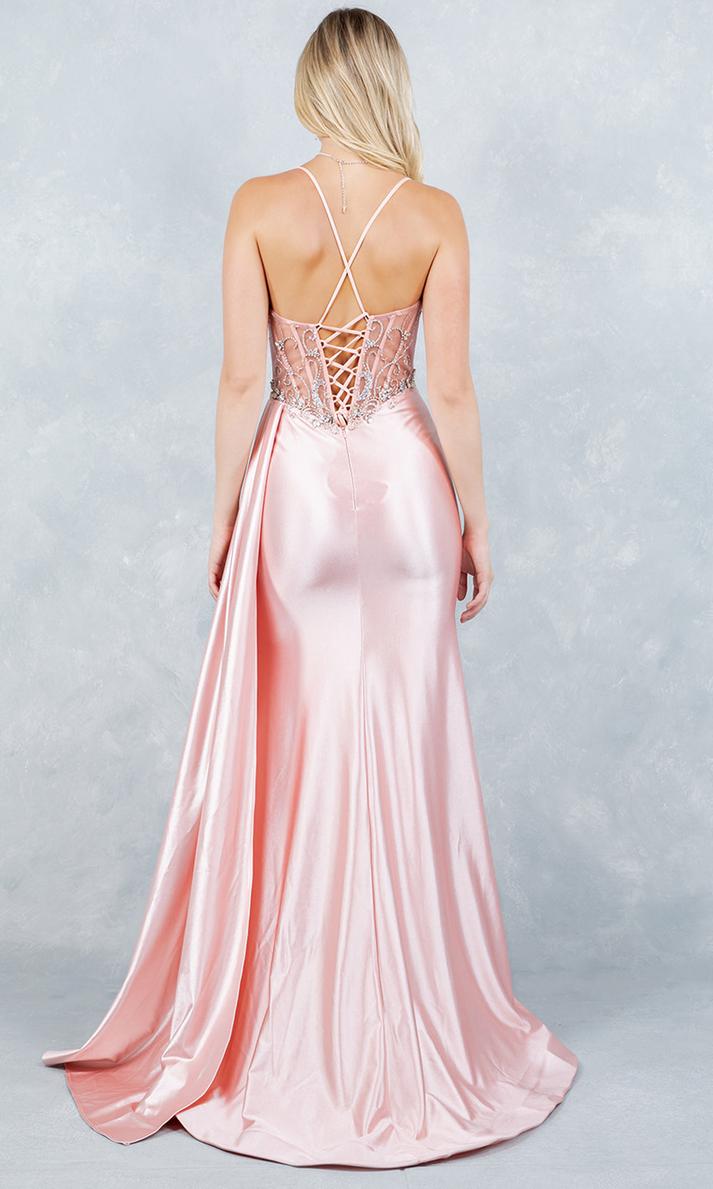 Cinderella Couture 8483J - Beaded Sleeveless Prom Gown with Side Drape Prom Dresses in Blush