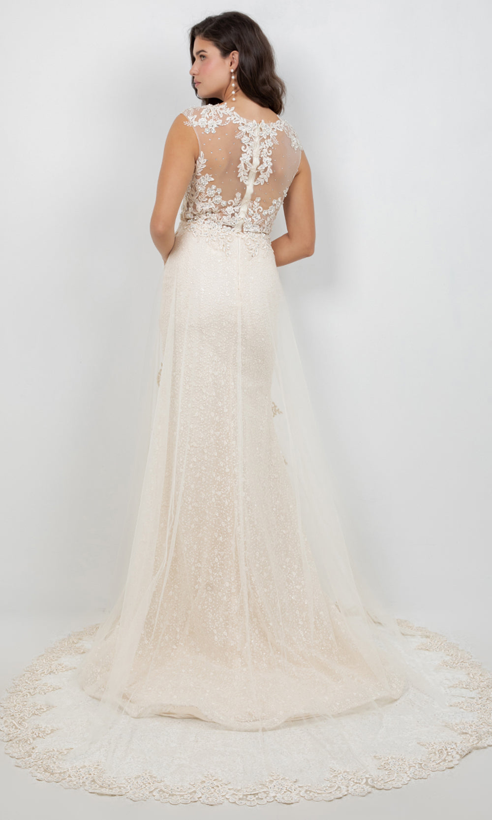 Cinderella Couture 8506J - Embellished Cap Sleeve Overskirt Bridal Gown Bridal Dresses in Ivory 