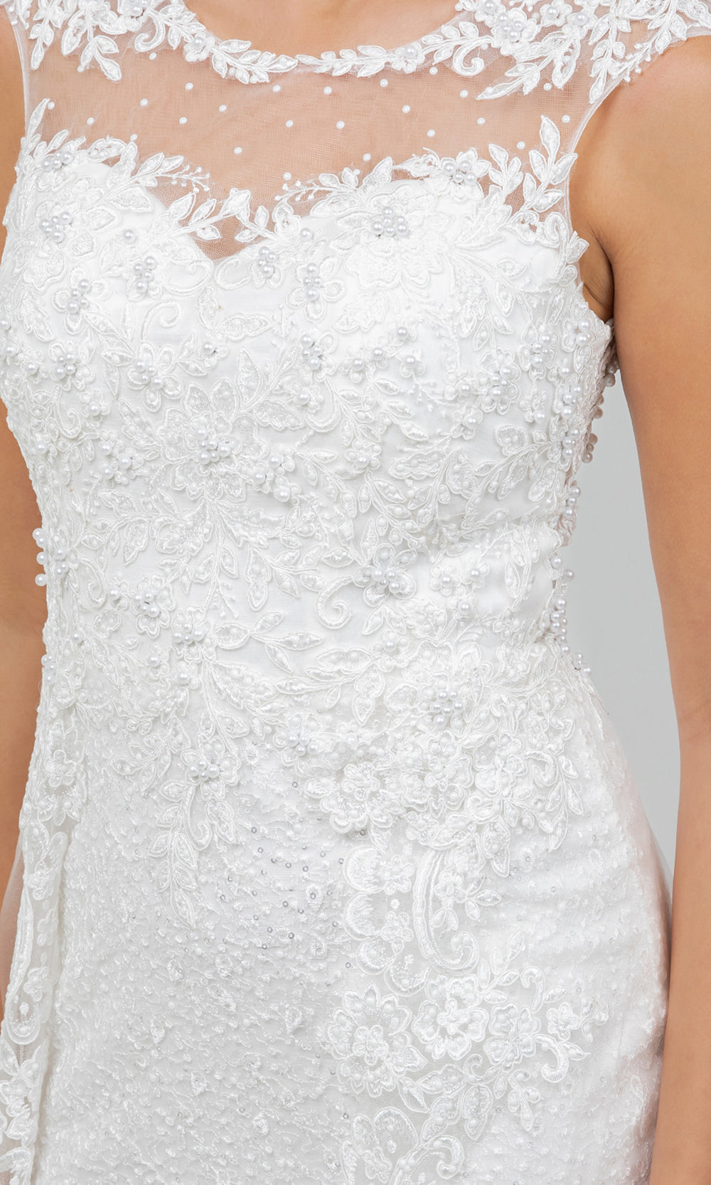 Cinderella Couture 8506J - Embellished Cap Sleeve Overskirt Bridal Gown Bridal Dresses in Off White
