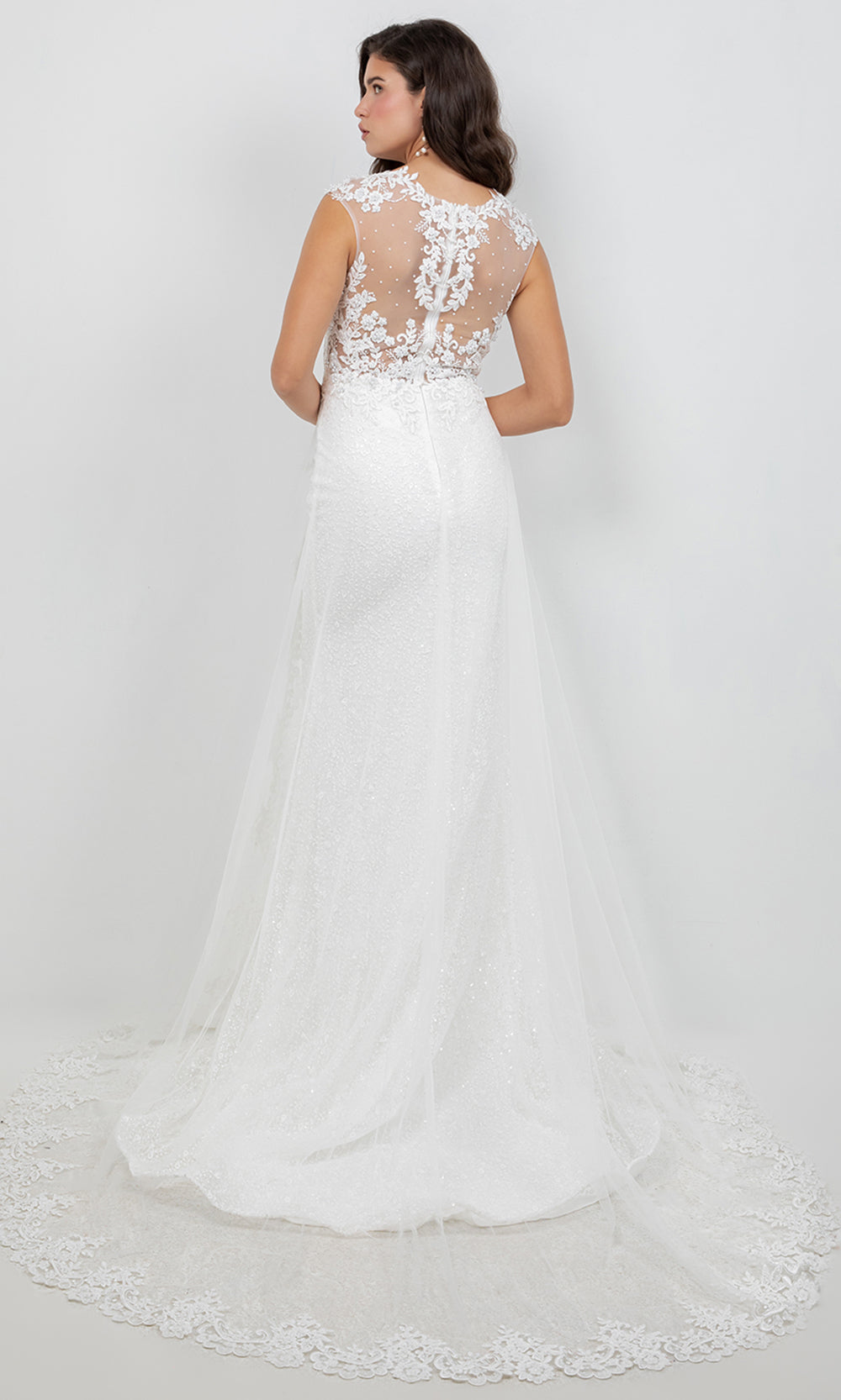 Cinderella Couture 8506J - Embellished Cap Sleeve Overskirt Bridal Gown Bridal Dresses in Off White