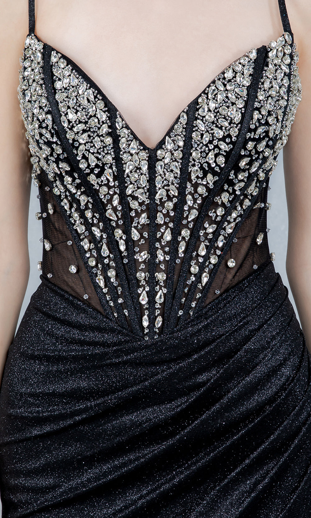 Cinderella Couture 8562J - Lace-Up Back Rhinestone Ornate Prom Gown Prom Dresses in Black