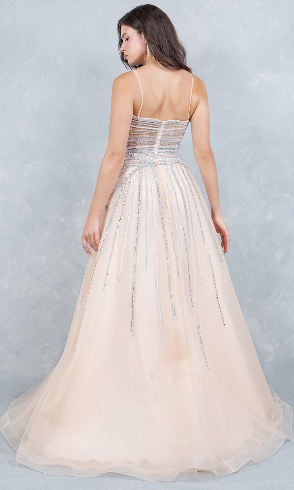 Cinderella Couture 8569J - Rhinestone Encrusted A-Line Sweetheart Gown Prom Dresses in Champagne 