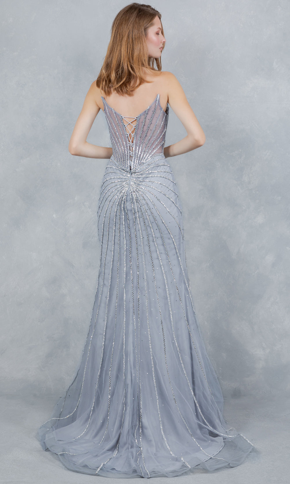 Cinderella Couture 8576J - Rhinestone Embellished Sweetheart Long Gown Prom Dresses in Silver 