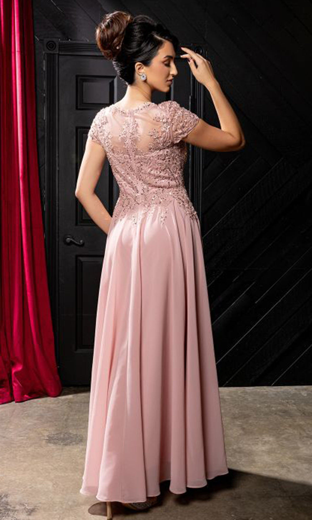 May Queen MQ2239 - Cap Sleeve Flowing A-Line Formal Gown