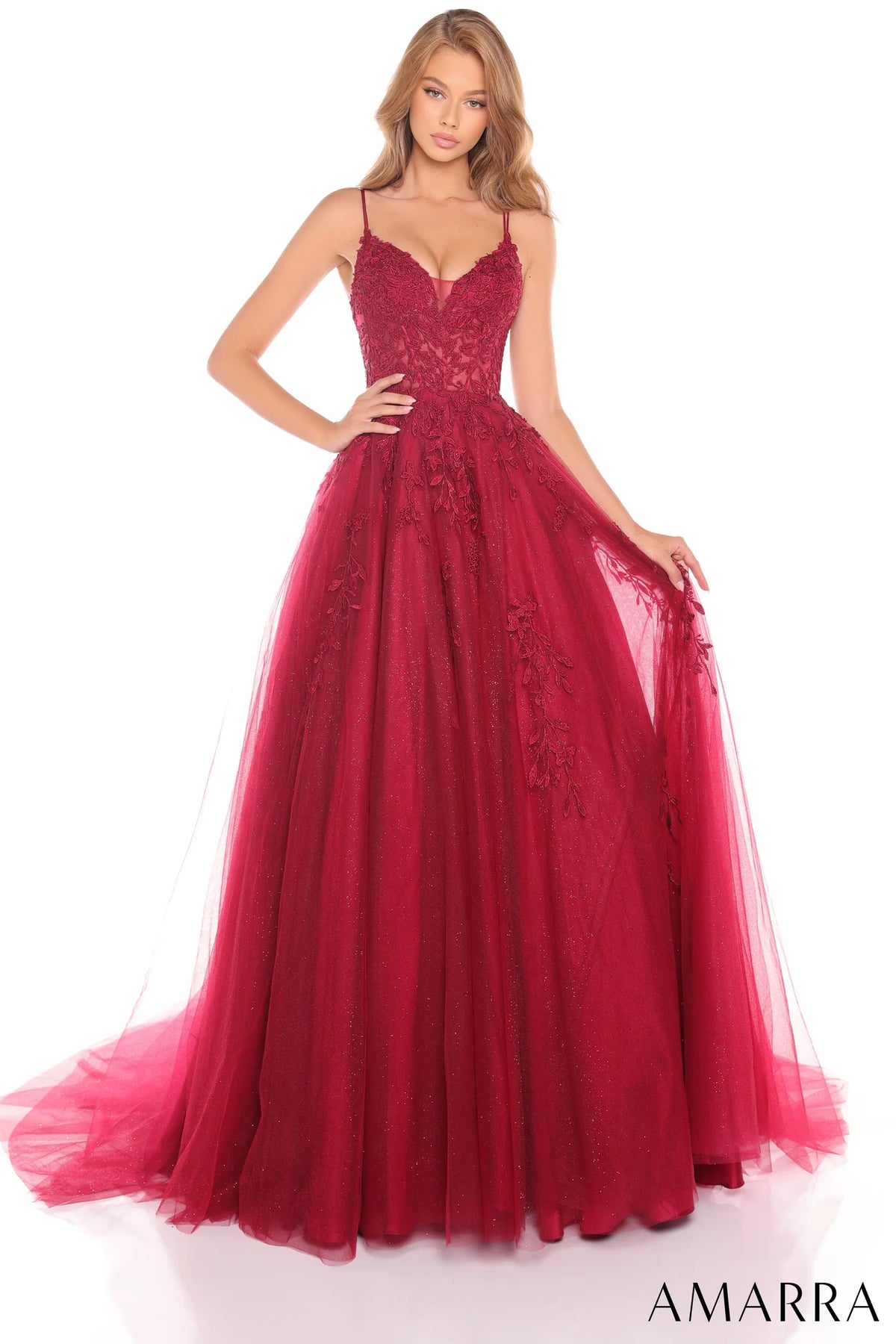 Amarra 88536 - Embroidered Corset Prom Dress